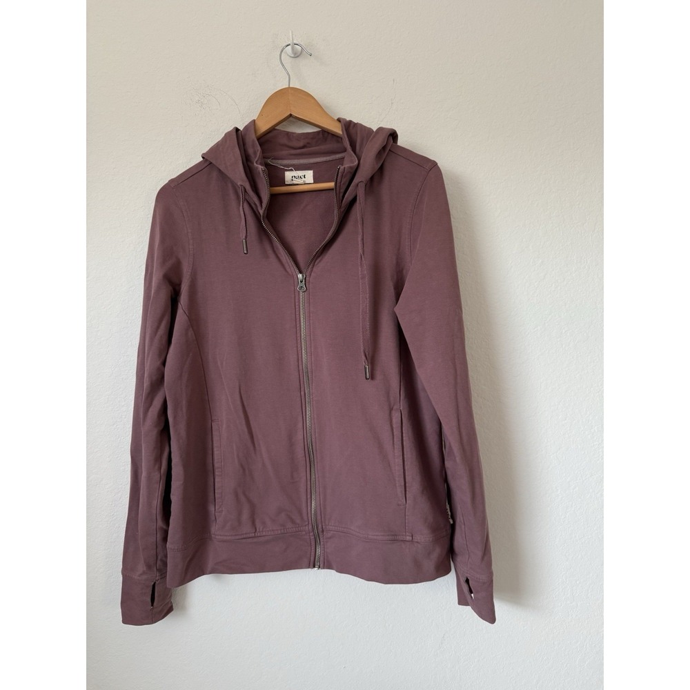 Pact Womens Medium Organic Cotton Zip Up Pockets Hoodie Fleece Mauve Purple
